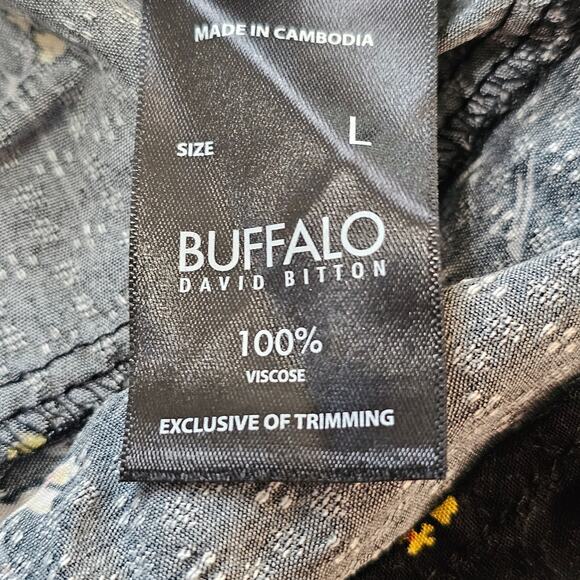 Buffalo David Bitton Womens L Tie Front Top Blouse Black Floral Cap Sleeve - Picture 8 of 9